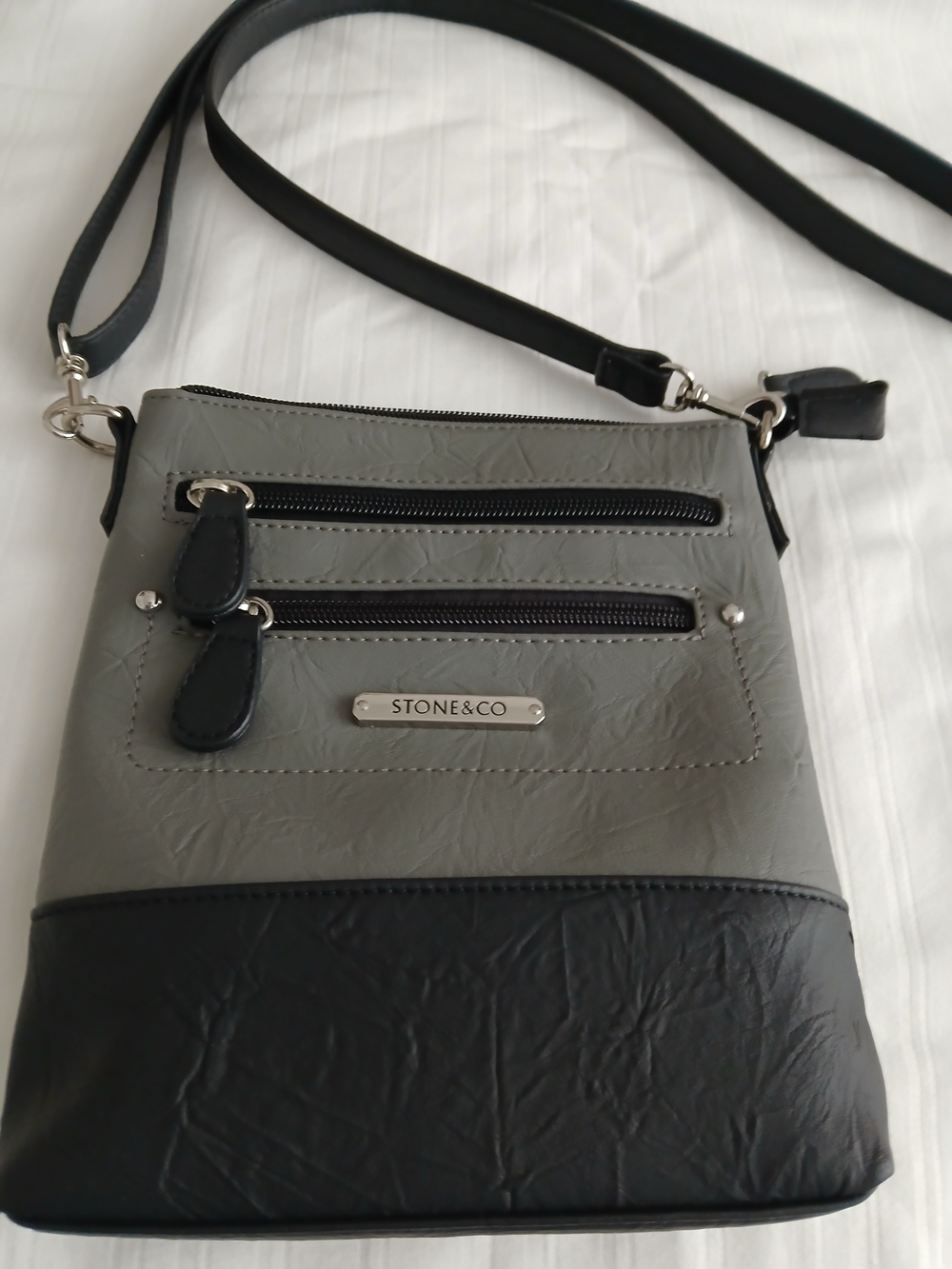 Stone & Co Two-Tone Gray and Black Crossbody Bag